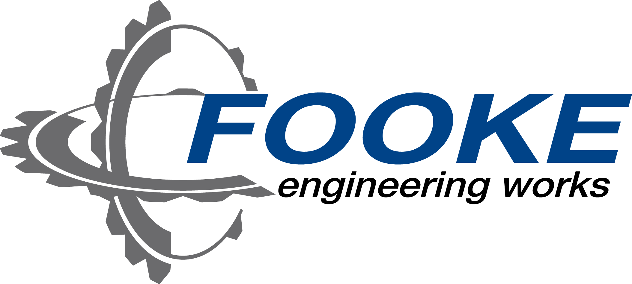 Das Firmenlogo der FOOKE GmbH in den Farben Blau, Hellgrau und Dunkelgrau.